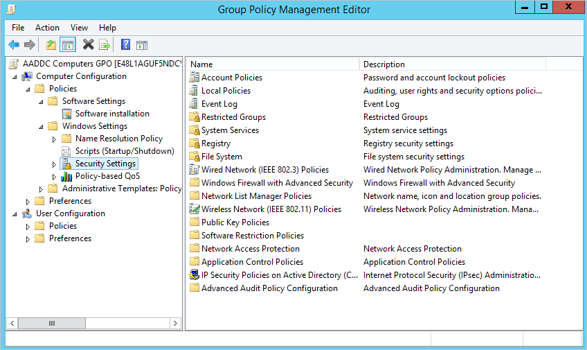 Group Policy editor