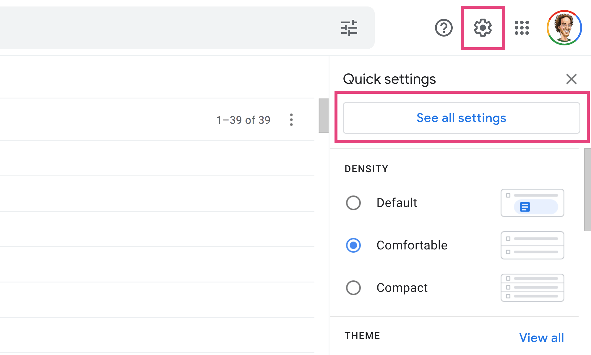 Step 1: Log in to your Google Gmail account.
Step 2: Click on the gear icon in the upper-right corner and select "Settings".