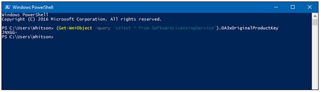 Your Windows 10 product key will be displayed in the PowerShell window.
Make sure to note down the product key or save it in a secure location.