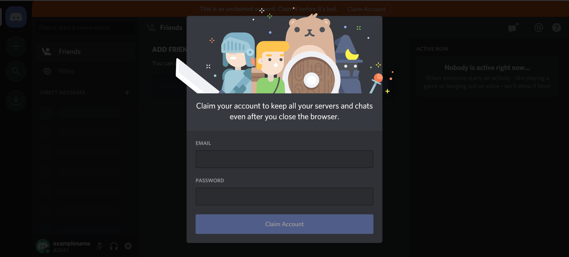 After you're done, head to the main dashboard and connect your Discord account.