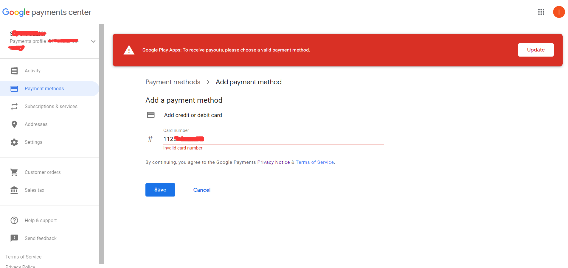 Check if the payment method is still active.