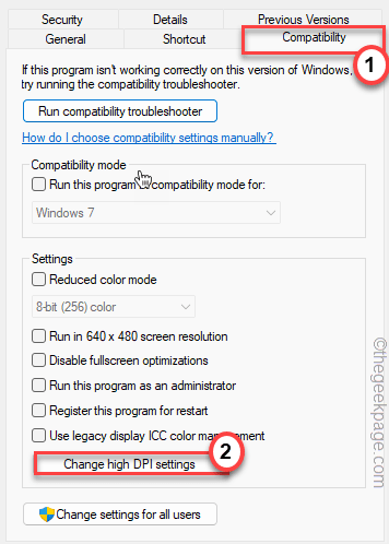 Check the box next to Disable display scaling on high DPI settings.
Click on Apply and then OK.