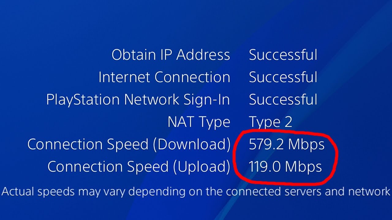 Check the Internet speed of your PS4