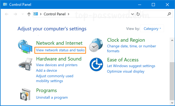Click on Change adapter settings under the View network status and tasks section.