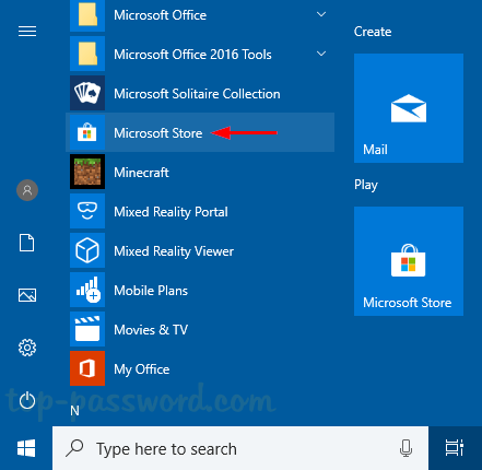 Click on Microsoft Store to open its Options.