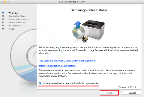 Click on your Samsung Printer and select the "Update driver" option.