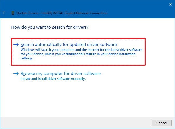 Click the Browse my computer for driver software option.