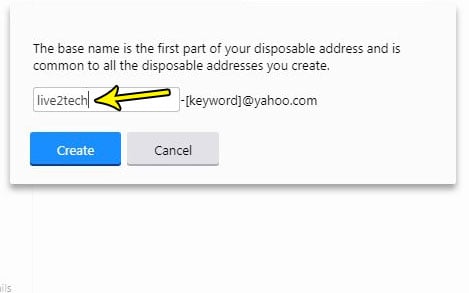 Click the Create Disposable email address button.