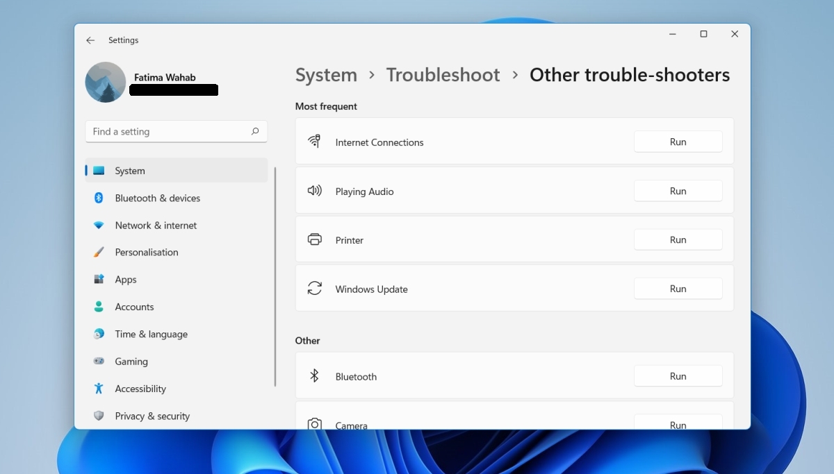 Click the Run the troubleshooter button.