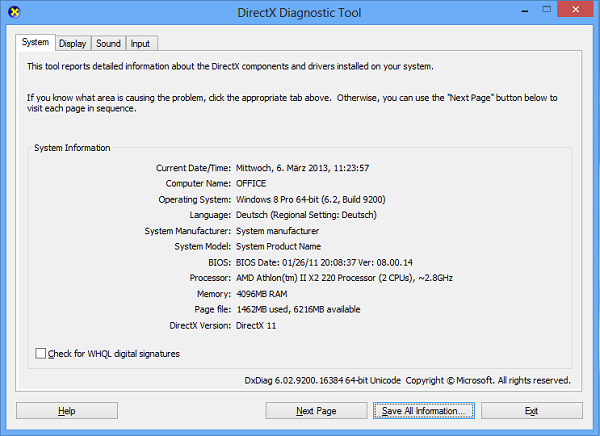 DxDiag is compatible with all versions of Windows operating systems, including Windows 95, 98, ME, 2000, XP, Vista, 7, 8, 8.1, and 10.
DxDiag can be used to diagnose issues with DirectX components and drivers on Windows machines.