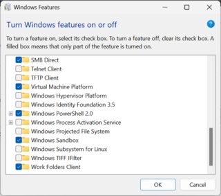 Ensure the latest version of Windows 10 is installed on your device
Enable Windows Subsystem for Linux (WSL) in the "Turn Windows features on or off" settings