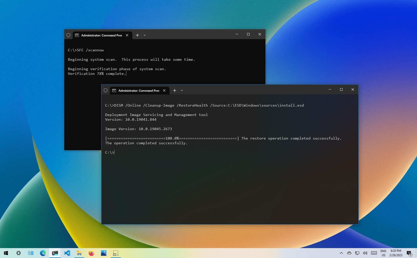 Enter DISM in the search box and open Command prompt with the most relevant result.