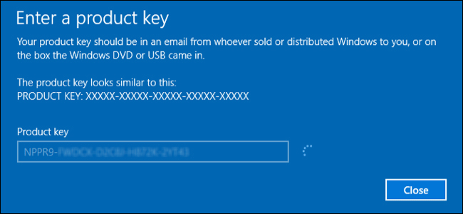 Enter the product key