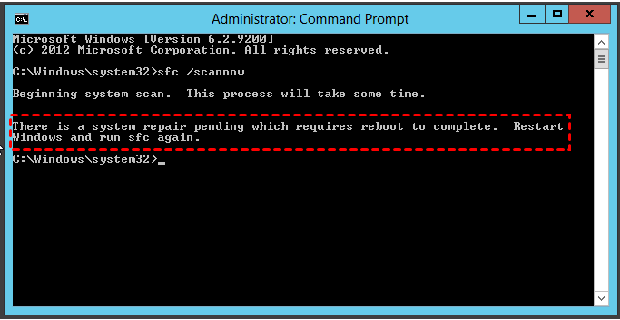 Finally, type sfc /scannow in Command prompt, and press the Enter key.