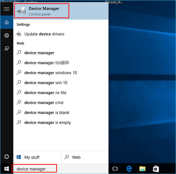 Go to the Start menu and type Device Manager.