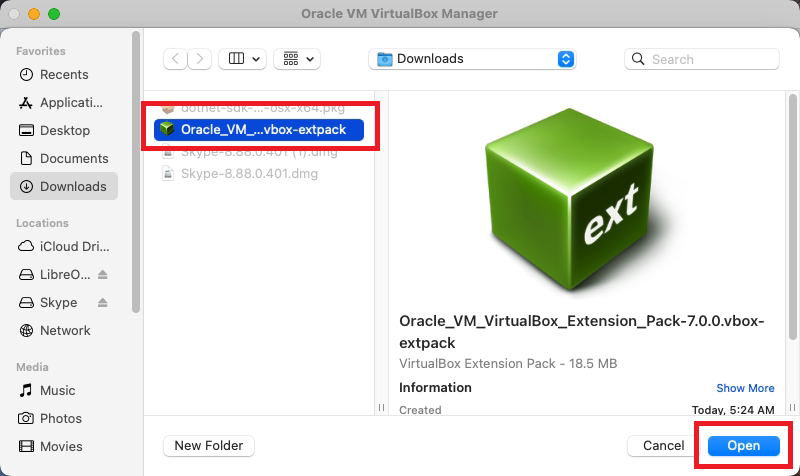 In the VirtualBox 5.2.8 setup window, select the Download Oracle VM VirtualBox Extension Pack checkbox.