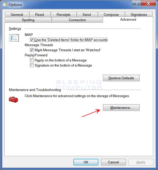 Locate Windows Live Mail and check the box next to it.
Click on OK to save changes.