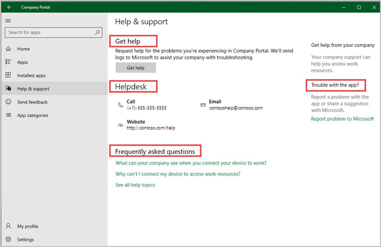 Microsoft support page