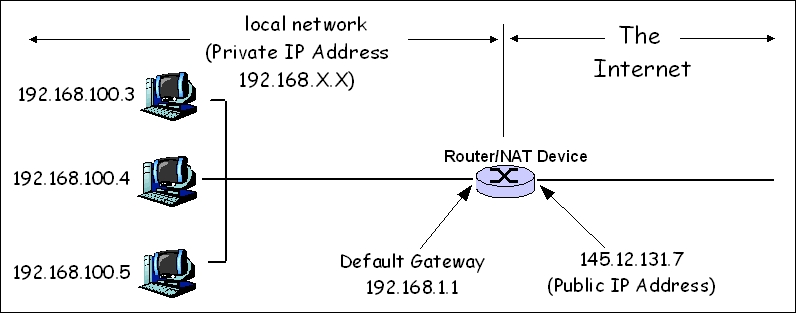 Network diagram showing the difference between public and local IP addresses