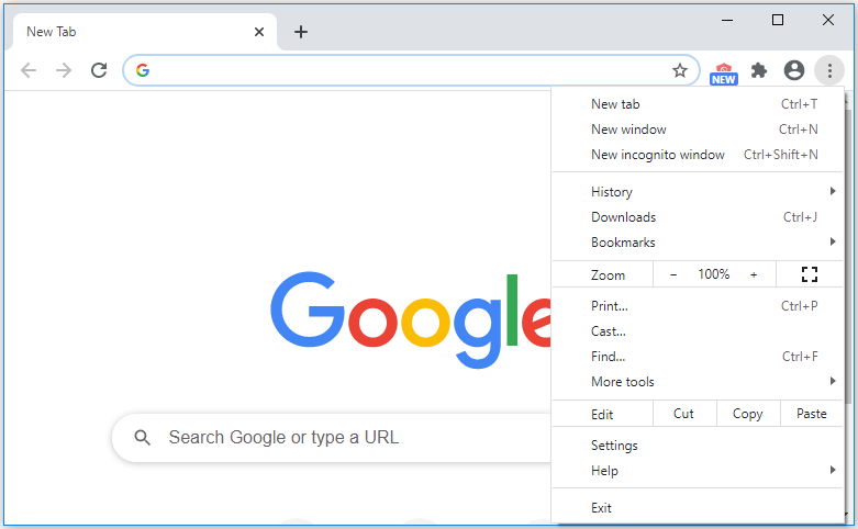 Open Chrome browser.
Click on the three dots in the top-right corner of the browser window to open the Chrome menu.