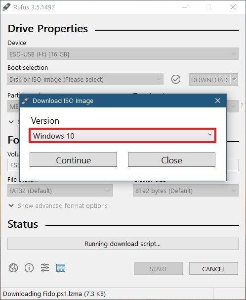 Open Rufus
Select the USB drive from the "Device" dropdown menu