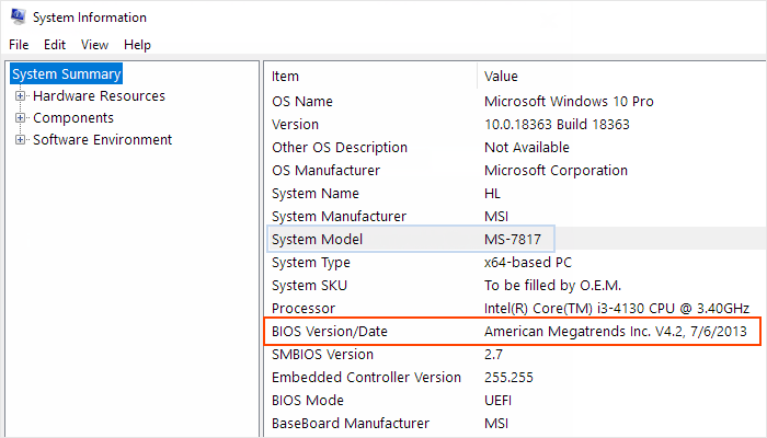 Open the System Information tool by typing "msinfo32" in the Start menu search box and pressing "Enter".
Check if the Lenovo OEM information is correct, including the system model, system type, and BIOS version.