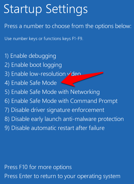 Restart your computer and press F8 repeatedly until the Advanced Boot Options menu appears.
Select Safe Mode with Command Prompt and press Enter.