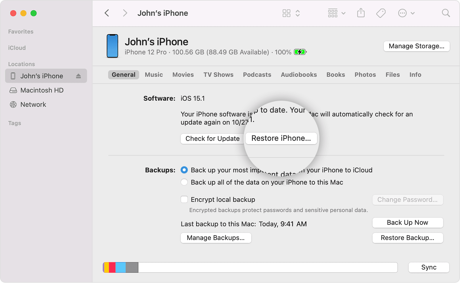 Restore by Restoring from iTunes