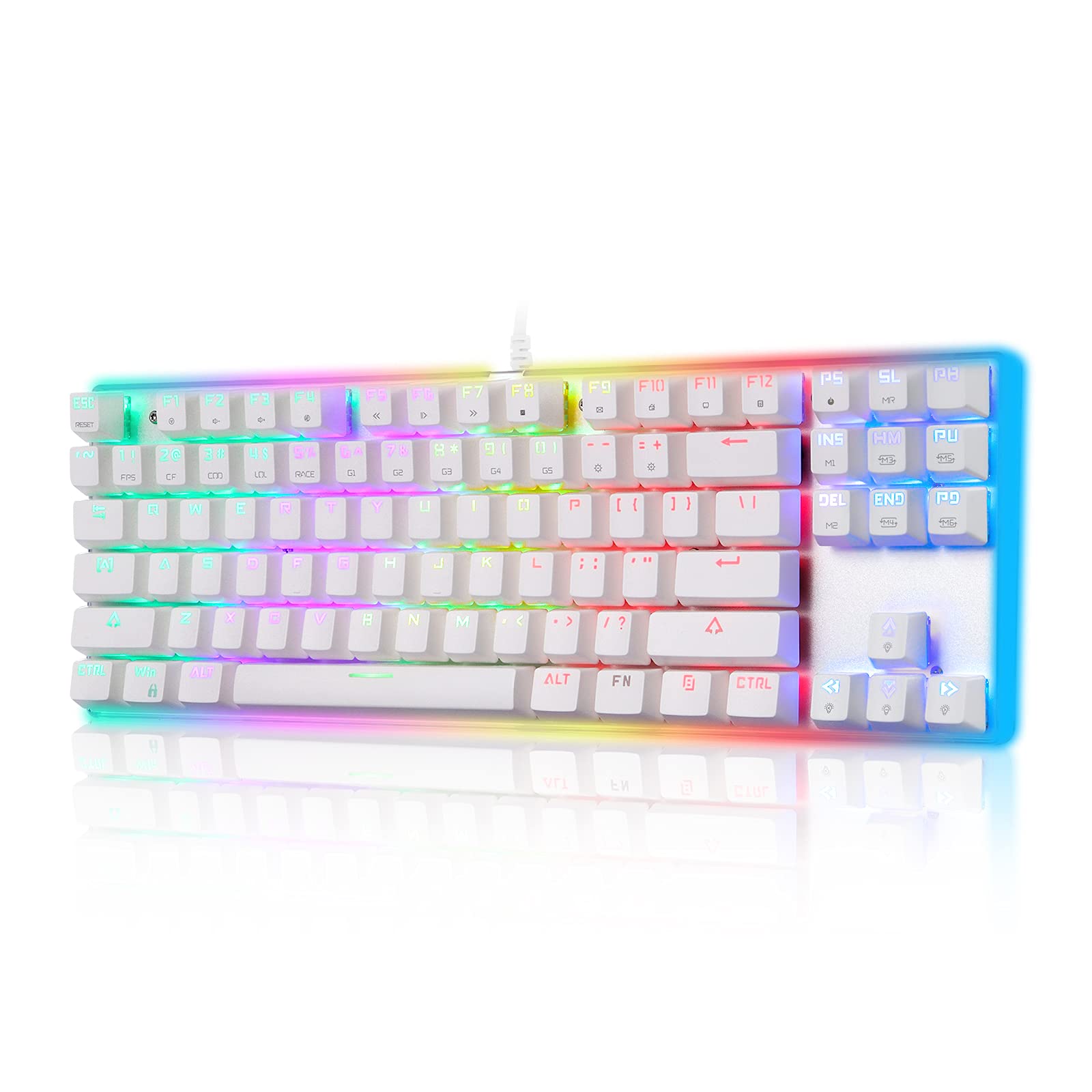 RGB backlit gaming keyboard with illuminated keys