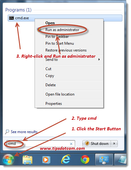 Right-click on Command prompt and choose Run as administrator from the top menu.
