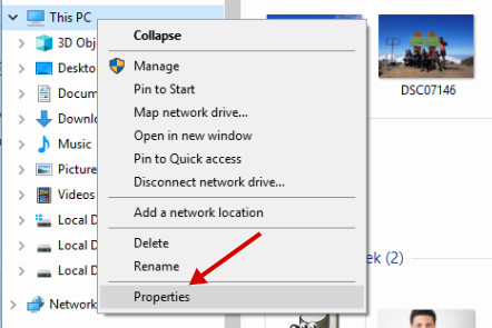 Right-click on the drive and select Properties.
