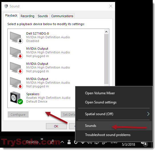 Right-click on the speaker icon in the taskbar and select Open Sound settings
Under the Output section, select the correct audio device