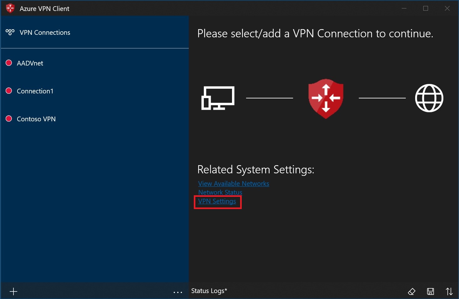 Screenshot of VPN connection settings