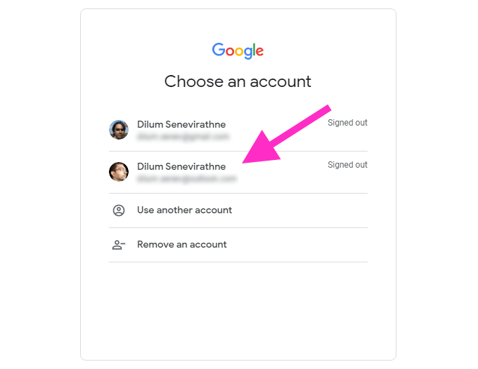 Select the Account option.