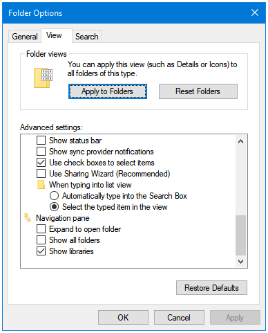 Select the checkbox for Windows and System files, and then click OK.