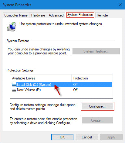 Select the restore point, and then click Next.