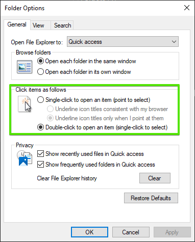 Select to run the utility by double-clicking the icon.