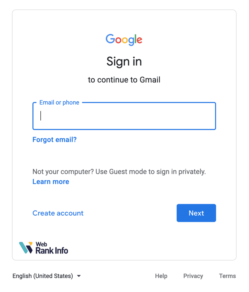 Sign in to your Gmail account.