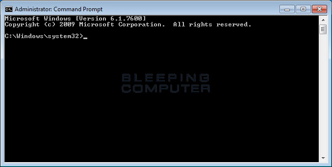 Start the Command prompt as administrator.