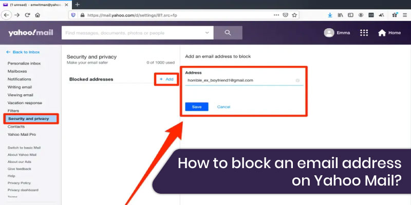Thereafter, open the Yahoo account that you want to block the email address for.