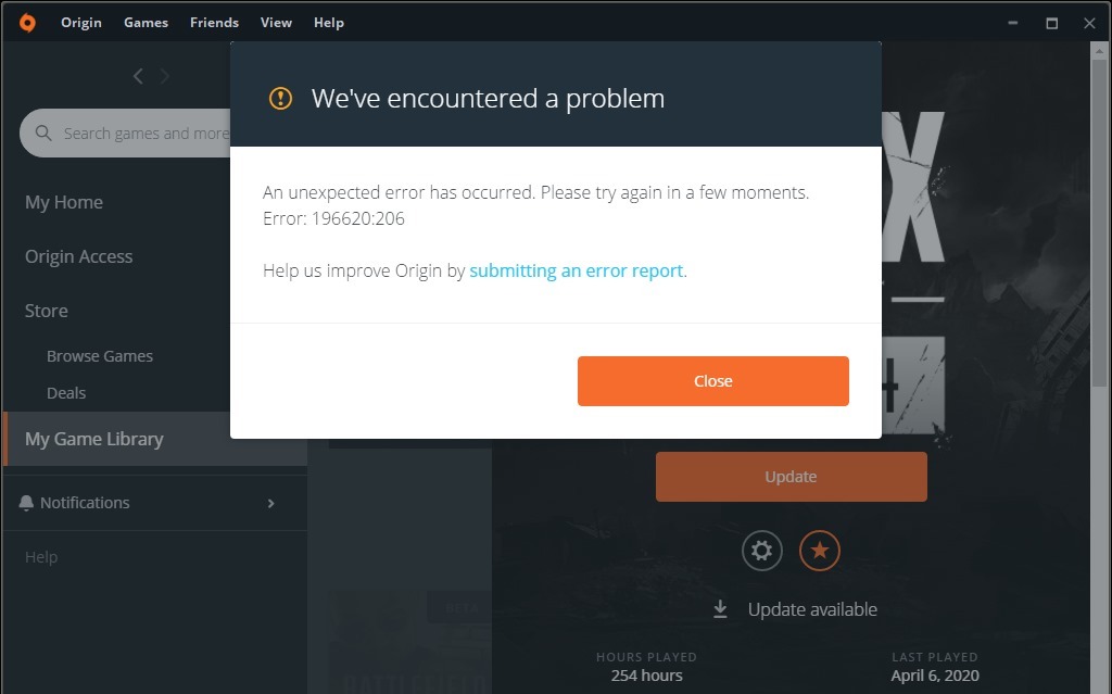 Try downloading the game from Origin and check if the error is resolved.