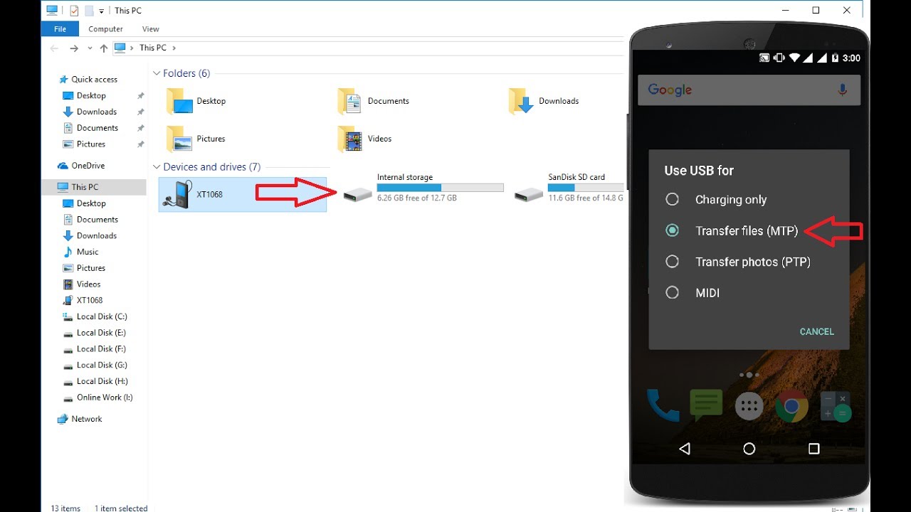 Try using phone as storage in Windows 8.1