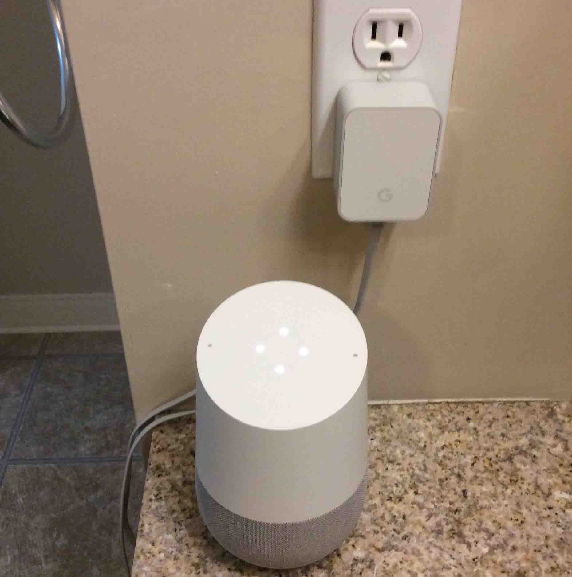 Turn off the Google Home and plug the power adapter in.