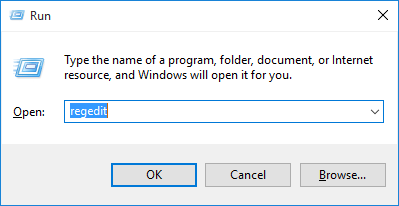 Type regedit and click OK to open the Registry Editor.