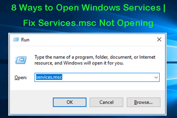 Type services.msc in the text field and click OK to open the Services window shown directly below.