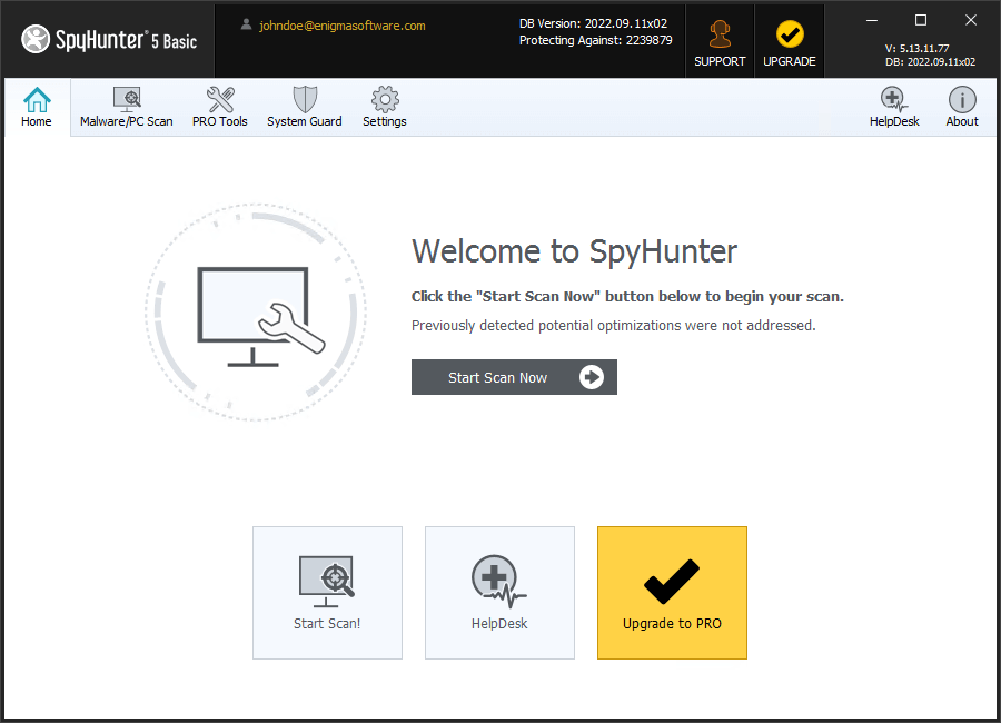 Wait for SpyHunter to complete scanning.