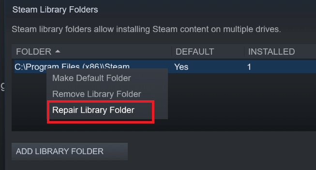 Wait for the Steam Library Folder Fixer to scan and repair the Steam Library.