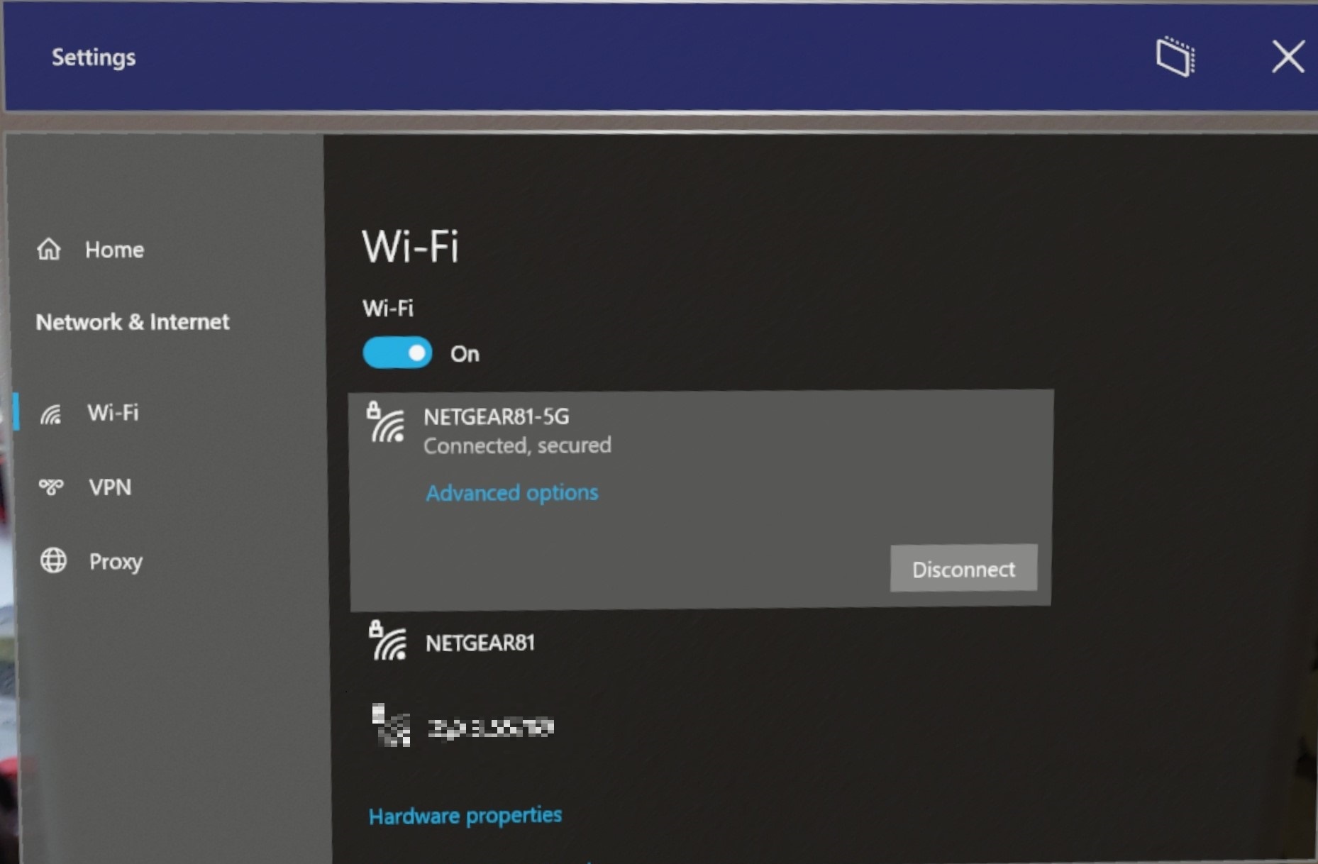 Wi-Fi network settings interface