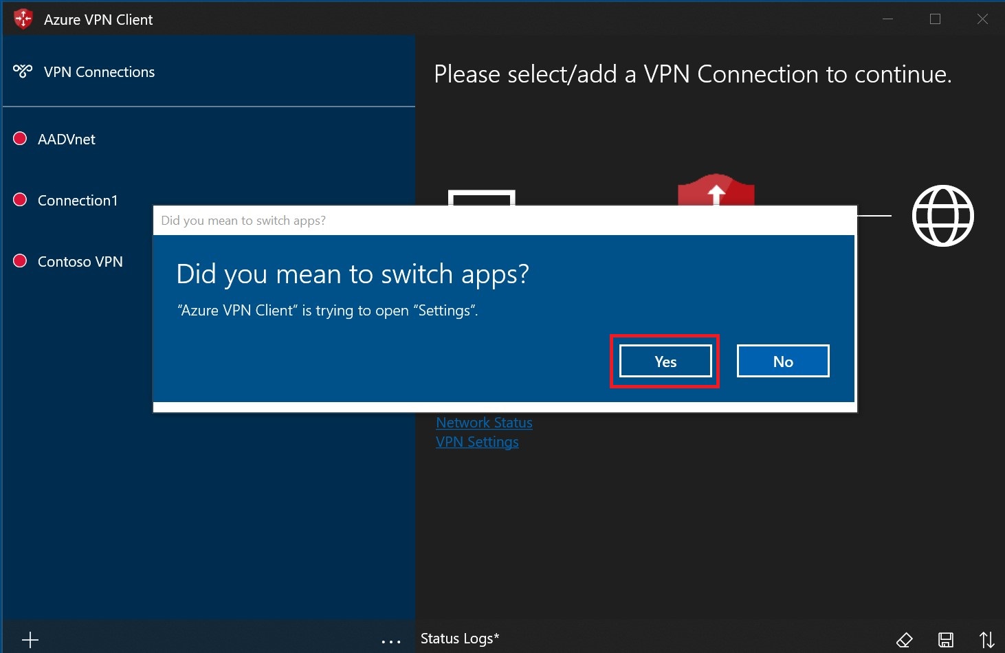 Windows desktop with VPN configuration settings open