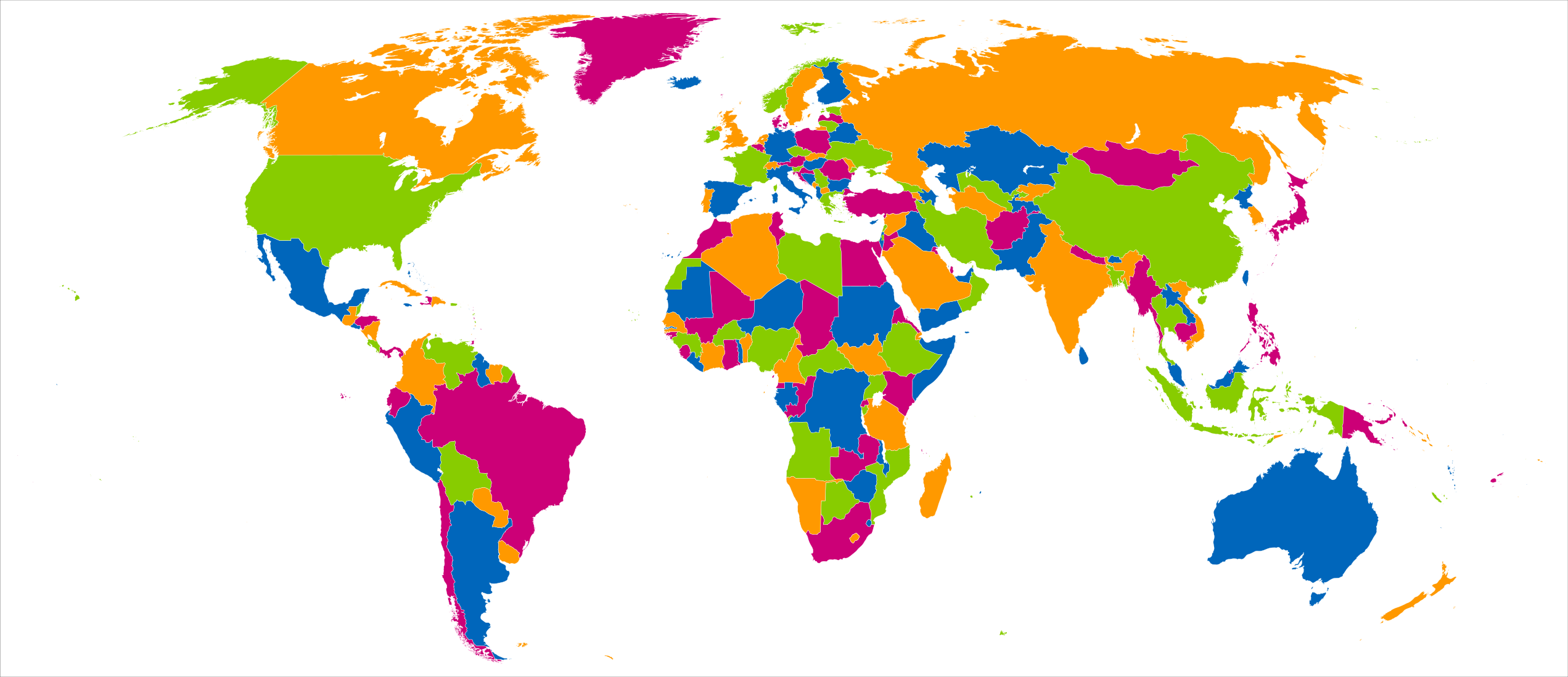 World map with highlighted countries